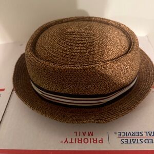Classic Brown Straw Hat with Black and White Band